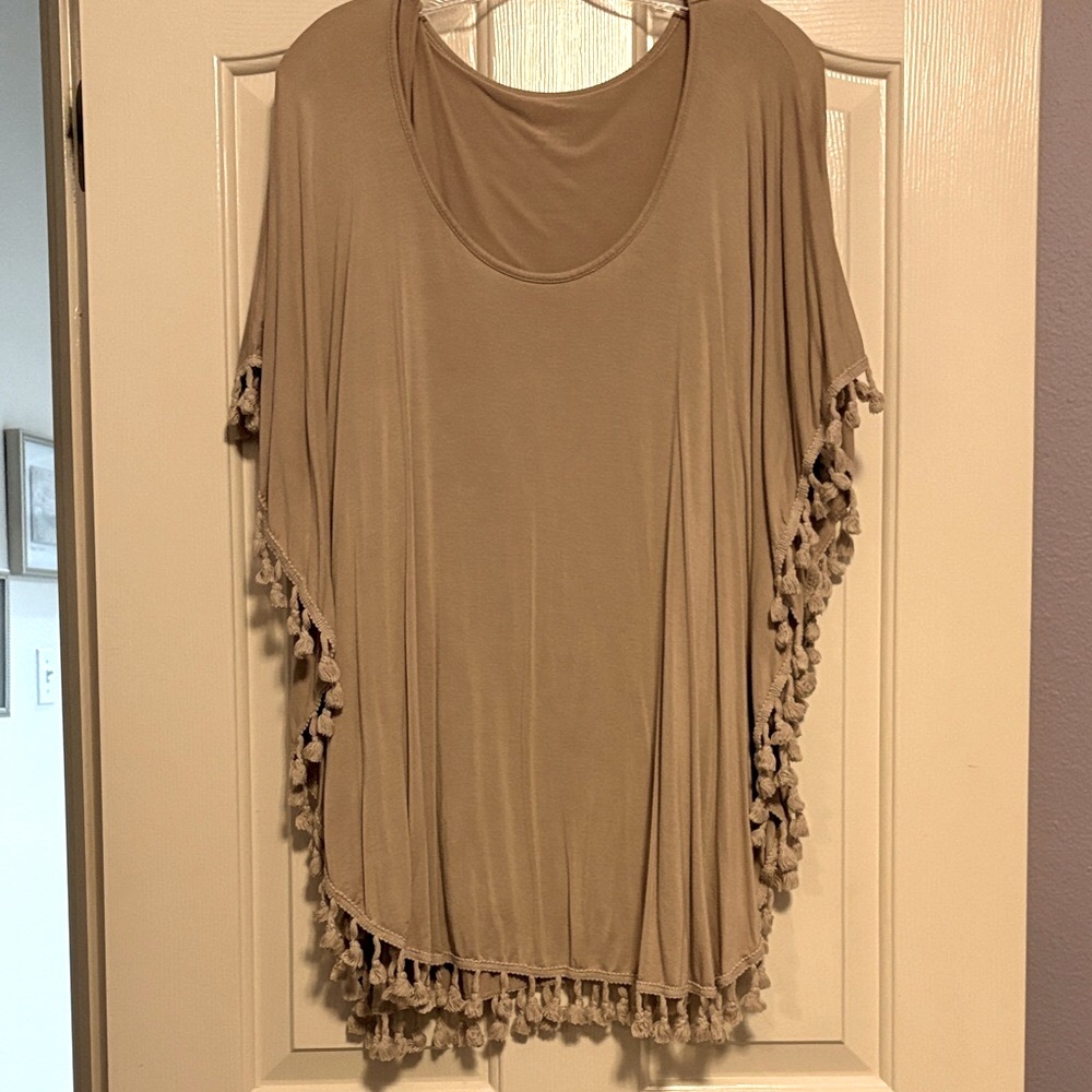 Chico's Beige Tassel poncho/Tunic Top